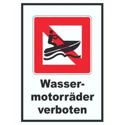 Jetski fahren verboten Symbol und Text A1 (594x841mm)