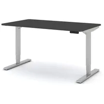 Assmann Electronic ASSMANN Schreibtisch Y-Line Curved 140x80cm, Memoryfunktion, 2-fach-Motorik – Dunkelgrau