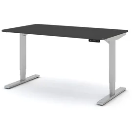 Assmann Electronic ASSMANN Schreibtisch Y-Line Curved 140x80cm, Memoryfunktion, 2-fach-Motorik – Dunkelgrau