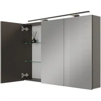 Planetmöbel Spiegelschrank ARIA 100 cm anthrazit mit Leuchte schwarz