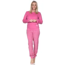 normann Damen Langarm Frottee Pyjama mit Bündchen in toller Optik - auch in Übergröße, Farbe:Rose, Größe:52-54 - 52-54
