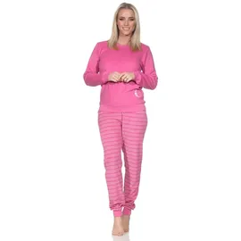 normann Damen Langarm Frottee Pyjama mit Bündchen in toller Optik - auch in Übergröße, Farbe:Rose, Größe:52-54 - 52-54