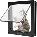 Haustierklappe Katzenklappe, Aus Robustem ABS Kunststoff 28x24,5cm Schwarz 4 Modi EIN/Aus Nur Für Katzen Und Kleine Hunde Haustiertür​