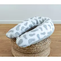 LOOLAY Seitenschläferkissen Feder WEIß Baumwolle/ MINKY Grau Schwangerschaftskissen M/L o.