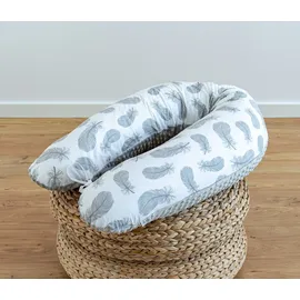 LOOLAY Seitenschläferkissen Feder WEIß Baumwolle/ MINKY Grau Schwangerschaftskissen M/L o.