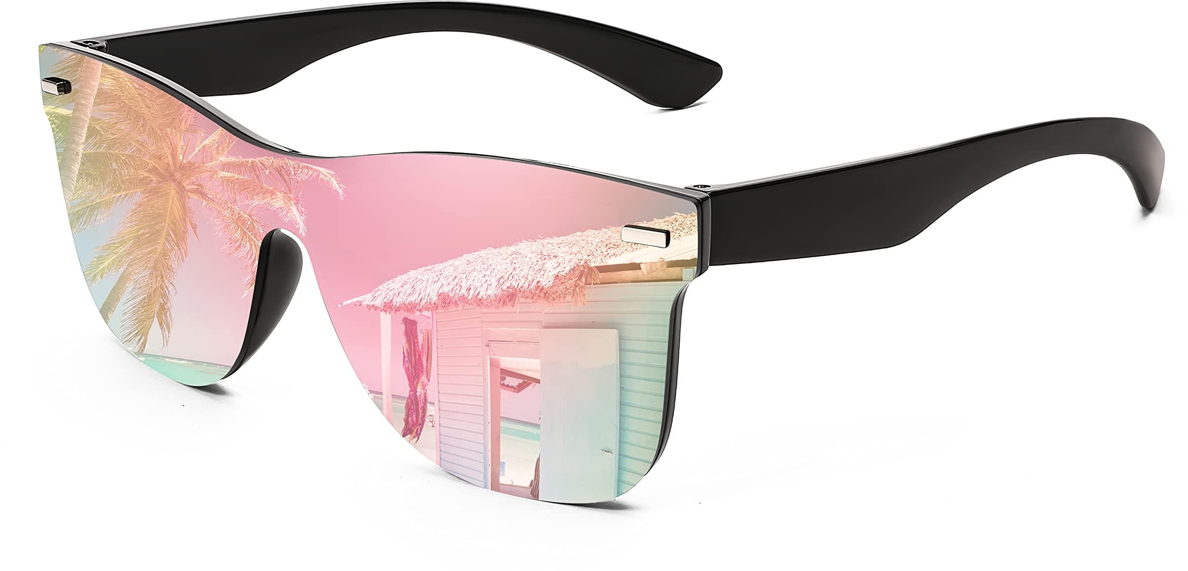FEISEDY Randlose Sonnenbrille Verspiegelt Herren Damen One Piece Dunkle Gläser mit UV400 Schutz B4114 - L