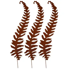 UNUS Gartenstecker Farn 3er Set Rostoptik