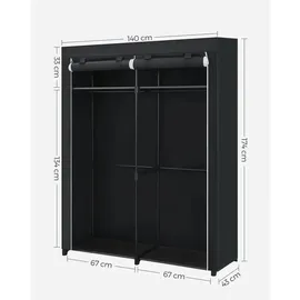 Songmics Stoffschrank 140 cm, x 43 cm x 174 cm schwarz