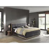 Places of Style Boxspringbett Vinton, aus massiver Eiche, verschiedene Härtegrade grau