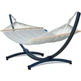 Potenza Outdoor Stabhängematte Hängematte mit Gestell für 2 Personen I 100% Baumwolle Merida Doppelhängematte XXL 215x160, 200kg I Verzinkter Hängemattengestell 350kg, wetterfest