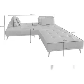 KAWOLA Schlafsofa mit Hocker Wiolo Leder moosgrün