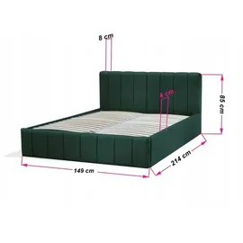 bettso Polsterbett mit Bettkasten Nina ¦ rot ¦ Maße (cm): B: 149 H: 85