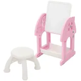 joyz 2in1 Tafel-Spieltisch mit Kinderhocker, Rosa-weiß, Staffelei Stuhl,
