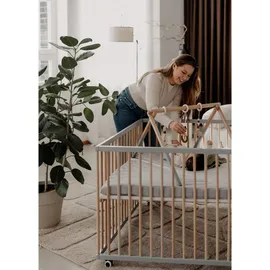 Sämann – make a difference. Laufgitter, Grau, Natur, Holz, Echtholz,Buche, 100x74x100 cm, Babymöbel, Laufstall Baby