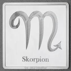 Silberbarren 1oz Sternzeichen Skorpion Gravurbarren quadratisch