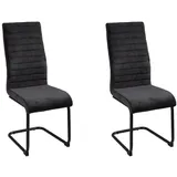 Home4You Schwingstühle 2er Set Freischwinger Esszimmerstühle - Cord - Dunkelgrau