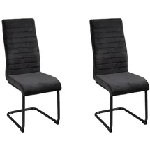 Home4You Schwingstühle 2er Set Freischwinger Esszimmerstühle - Cord - Dunkelgrau