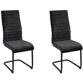 Home4You Schwingstühle 2er Set Freischwinger Esszimmerstühle - Cord - Dunkelgrau