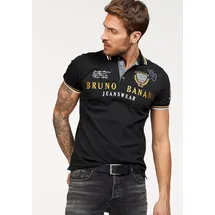 Bruno Banani Poloshirt BRUNO BANANI, Herren, Gr. 4XL (68/70), schwarz, Piqué, Obermaterial: 95% Baumwolle, 5% Elasthan, bestickt, körpernah, Shirts, körpernahe Passform, mit Stickereien und Badges, Polokragen