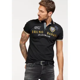 Bruno Banani Poloshirt BRUNO BANANI, Herren, Gr. 4XL (68/70), schwarz, Piqué, Obermaterial: 95% Baumwolle, 5% Elasthan, bestickt, körpernah, Shirts, körpernahe Passform, mit Stickereien und Badges, Polokragen