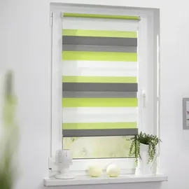 Lichtblick Duo Rollo / Doppelrollo Klemmfix 90 x 220 cm grün/grau/weiß