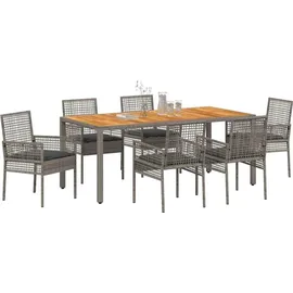 vidaXL Garten Essgruppe 7-tlg. Grau