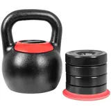 GORILLA SPORTS Kettlebell Verstellbare, 16 kg oder 24 kg mit 4 Wechselgewichte, Gusseisen