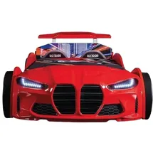 xlmoebel Jugendbett Sportwagen 90 x 200 cm Holz rot