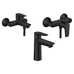 hansgrohe Talis E Badarmaturen Set schwarz, für Waschtisch, Wanne, Dusche