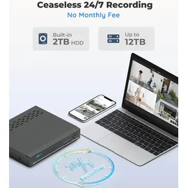 Reolink 12MP PoE Kamerasystem, 16-Kanal NVR mit 2TB HDD für 24/7 Aufzeichnung und 4 Dome Überwachungskameras mit Personen-/Fahrzeugerkennung,