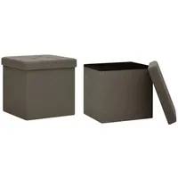 vidaXL Hocker mit Stauraum 2 Stk. Braun Leinenoptik