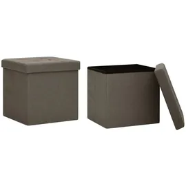 vidaXL Hocker mit Stauraum 2 Stk. Braun Leinenoptik
