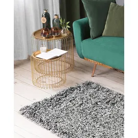 Beliani CIDE Shaggyteppich 80 x 150 cm Schwarz/Weiß
