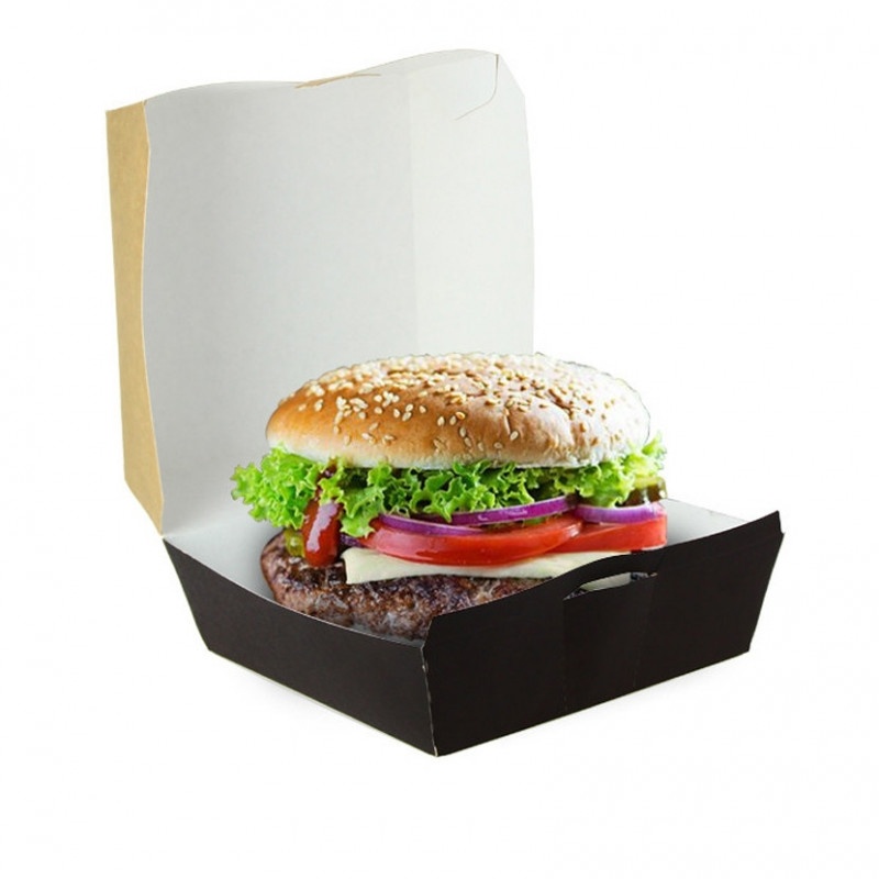 200 Stk. XXL-Hamburgerkartons aus schwarzem Kraftkarton, Ref EG0047KNG