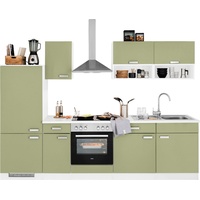 wiho Küchen Küchenzeile »Husum«, mit E-Geräten, Breite 280 cm, grün