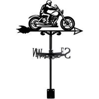 SUPERDANT Wetterhahn Motorrad Mann Wetterhahn fürs Dach Retro Motorrad Wetterfahne Für Dachmontage Motorrad Metall Weather Vane Für Garten Wetterfahnen Für Bauernhof Hof Im Freien Dekor