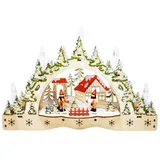 ToCi beleuchteter Schwibbogen Kerzenbogen Lichterbogen mit 5 LED-Kerzen und weihnachtlichem Motiv zur Weihnachts-Dekoration, Fensterdekoration und Tischdekoration