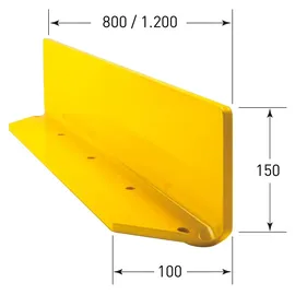 MORAVIA Leitbord gelb 1200 x 150 x 100 mm, 10 mm Stahlblech abgerundete Ecken