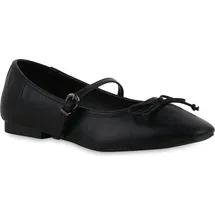 Stiefelparadies Damen Riemchenballerinas in Schwarz,