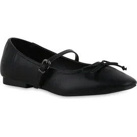 Stiefelparadies Damen Riemchenballerinas in Schwarz,