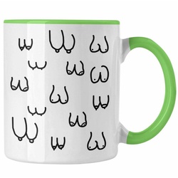 Trendation Tasse Trendation – Lustige Tasse mit Busen / Brüsten für Erwachsene als 18+ Geschenkidee Lustige Feminismus Kaffeetasse grün