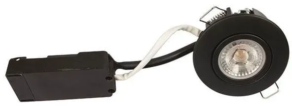 Luna lp 230v dimmable flicker free 6.2w 3000k cri95 ip44 matt black round