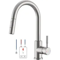 APPASO Niederdruck Armatur Küche, Niederdruck Küchenarmatur Ausziehbar, Wasserhahn Küche 3 Anschlüssen, Spültischarmatur Niederdruck mit 2 Strahlarten für Boiler Gebürstet