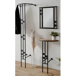 Garderobe Set 3-teilig "Kilby" in schwarz Metall Garderobenkombination 130 cm