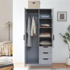 [en.casa] Kleiderschrank Eiselfing 80 x 176 x 52 cm Grau