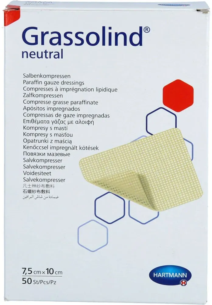 GRASSOLIND Salbenkompressen 7,5x10 cm steril 50 St