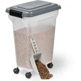 Iris Ohyama Hundefutter Aufbewahrung mit Rollen, 20L/7.5kg, Grau, Luftdichte Futterbox, Trockenfutter, Futterbehälter, Für Hunde, Katzen, Tierfutterbehälter, Schaufel, BPA-frei, Futtertonne, ATS-M