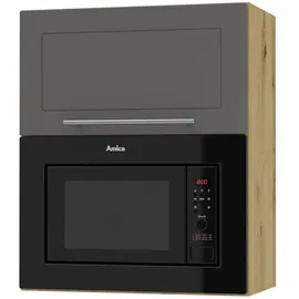 Feldmann-Wohnen Mikrowellenumbauschrank Kvantum 60 x 72 x 32,5 cm Eiche artisan/Grau