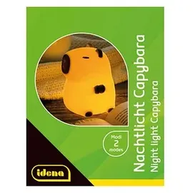 IDENA 40386 - LED Nachtlicht Capybara, Lampe aus Silikon mit Farbwechsel und Dimmer, ca. 11 cm groß, wiederaufladbar, USB Ladekabel inklusive, Beige