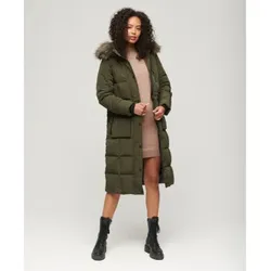 Superdry für Damen. W5010370A Langer Mantel aus Kunstpelz Everest grün (S), Lässig, Polyester, Nachhaltig